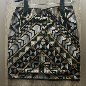 Verity sequined stretch mini skirt front and back coverage